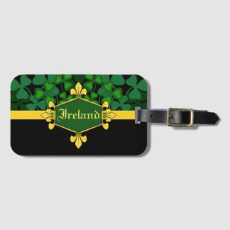 Ireland green shamrocks, Customize with name 5 Luggage Tag