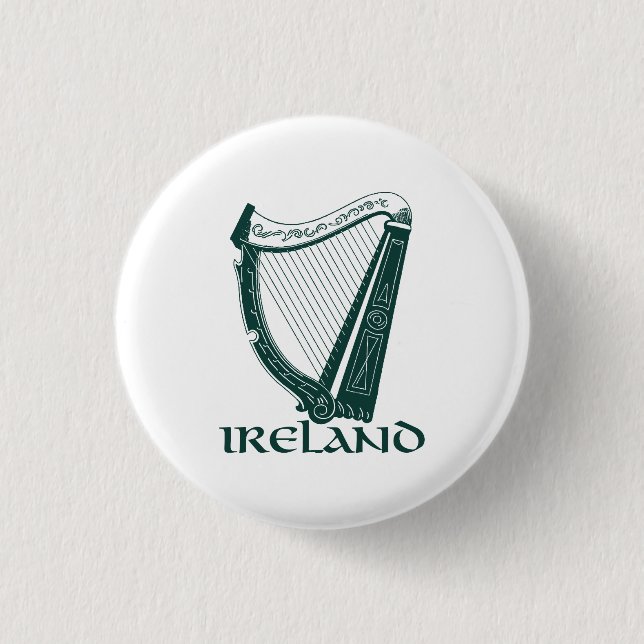 Ireland Harp Design, Irish Harp 1 Inch Round Button (Front)
