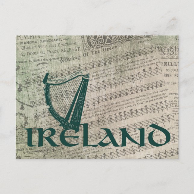 Ireland Harp Design, Irish Harp Postcard (Front)