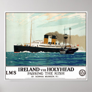 Ireland Holyhead Restored Vintage Travel Poster