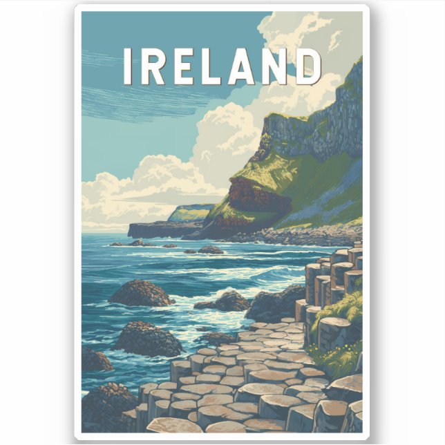 Ireland Illustration Travel Art Vintage (Front)