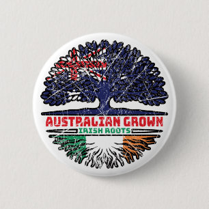 Ireland Irish Australian Australia Tree Roots Flag 2 Inch Round Button