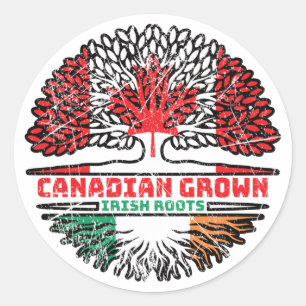 Ireland Irish Canadian Canada Tree Roots Flag Classic Round Sticker