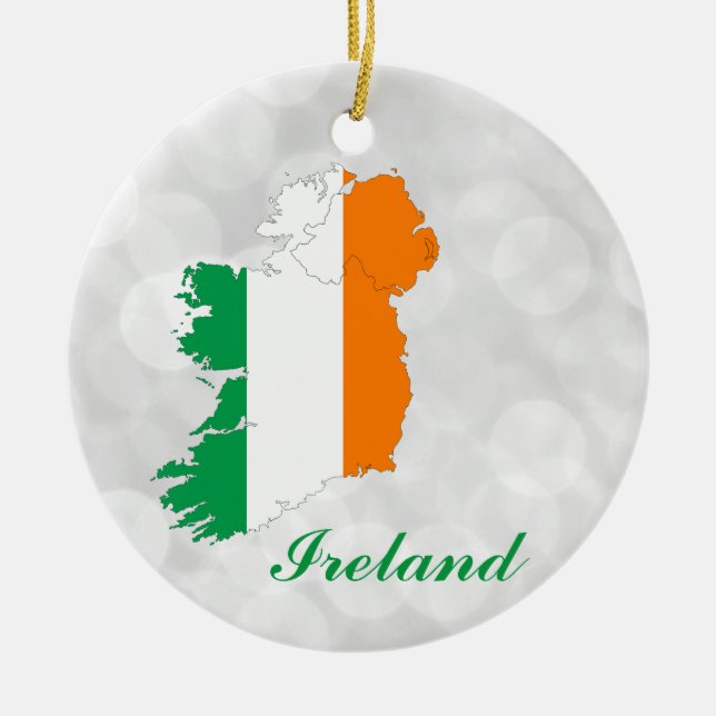 Ireland Irish Flag Map Ceramic Ornament (Front)