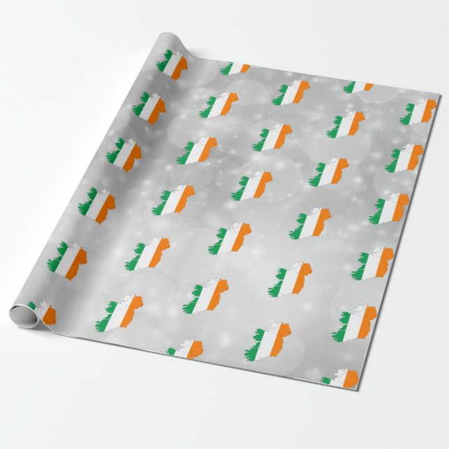 Ireland Irish Flag Map Wrapping Paper (Unrolled)