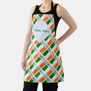 Ireland Irish Flag Tiled Green Personalization Apron