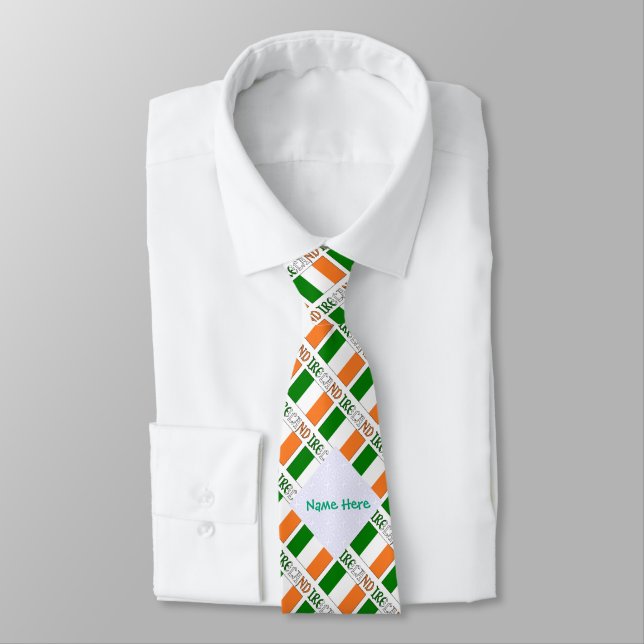 Ireland Irish Flag Tiled Green Personalization  Tie (Tied)