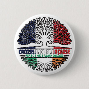 Ireland Irish French France Tree Roots Flag 2 Inch Round Button