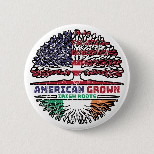 Ireland Irish US American USA United States Tree 2 Inch Round Button (Front)