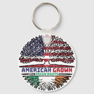 Ireland Irish US American USA United States Tree Keychain
