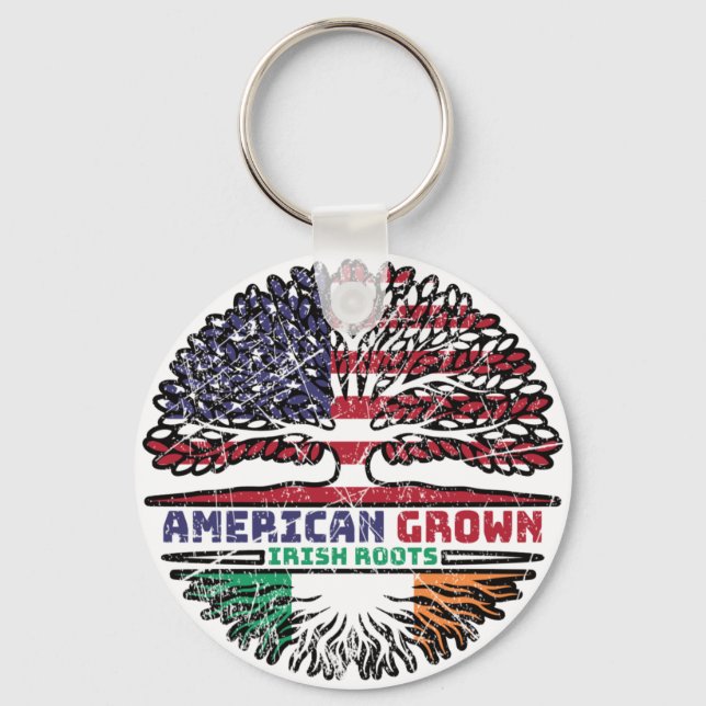 Ireland Irish US American USA United States Tree Keychain (Front)