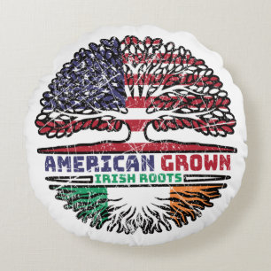 Ireland Irish US American USA United States Tree Round Pillow