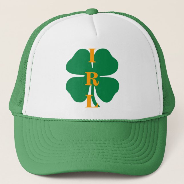 Ireland "IRL" Shamrock Trucker Hat (Front)