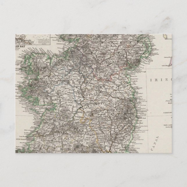 Ireland Map by Stieler Postcard (Front)