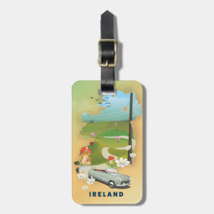 Ireland map vintage travel poster luggage tag