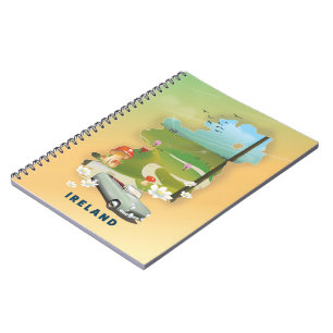 Ireland map vintage travel poster notebook