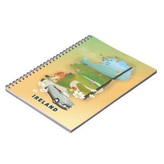 Ireland map vintage travel poster notebook