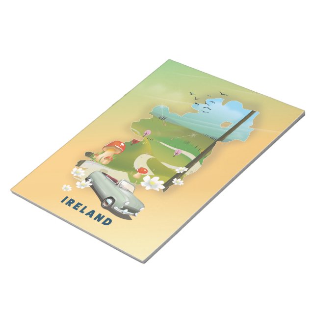 Ireland map vintage travel poster notepad (Angled)