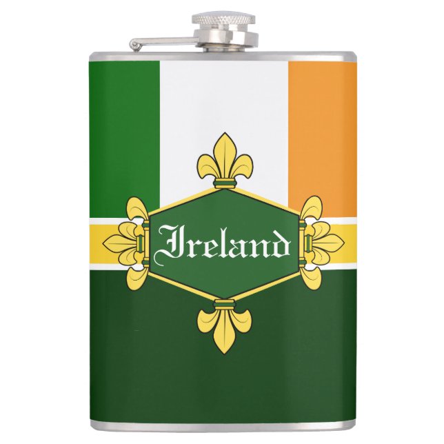Ireland National flag, Customize with name Hip Flask (Front)