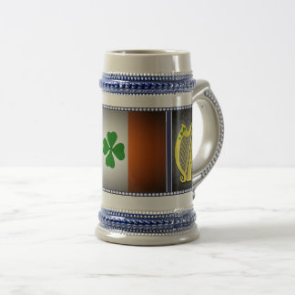 Ireland National flag, Harp, green shamrocks Beer Stein