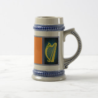 Ireland National flag, Harp, green shamrocks Beer Stein
