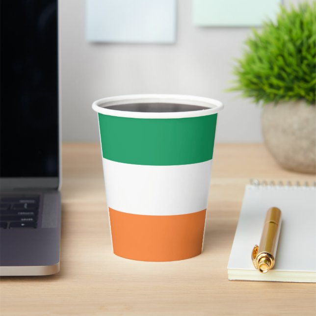 Ireland National Flag, Irish standard, Banner Paper Cups (Insitu)