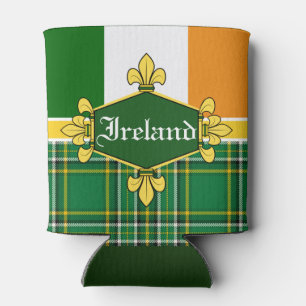Ireland National flag, Tartan, Customize the name Can Cooler
