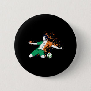 Ireland National Soccer - Irish Flag Footbyll Love 2 Inch Round Button