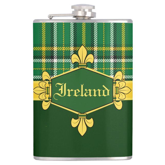 Ireland National Tartan, Customize with name Hip Flask (Front)
