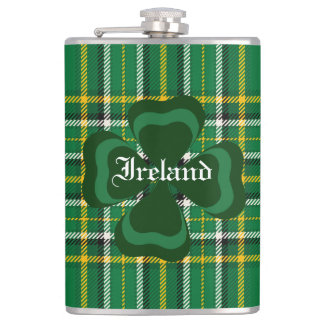 Ireland National Tartan, Shamrock Customize name Hip Flask
