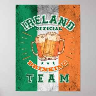 Ireland Official Drinking Team. Funny beer Poster