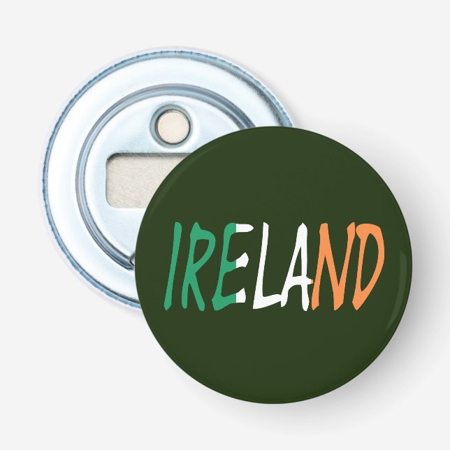 Ireland overlaid on Irish Flag bocnt Bottle Opener (Front)