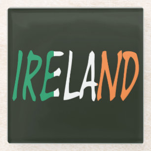 Ireland overlaid on Irish flag coastercn Glass Coaster