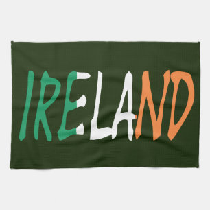Ireland overlaid on Irish flag ktcnt Kitchen Towel