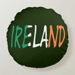 Ireland overlaid on Irish Flag Round tpcn Pillow
