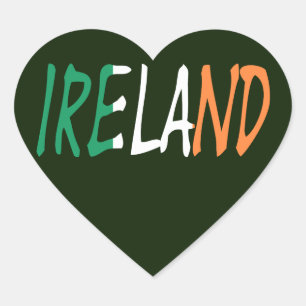 Ireland overlaid on Irish Flag stkcnt Heart Sticker