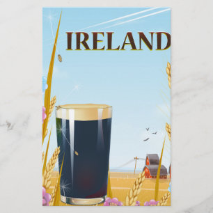 Ireland pint landscape travel poster stationery