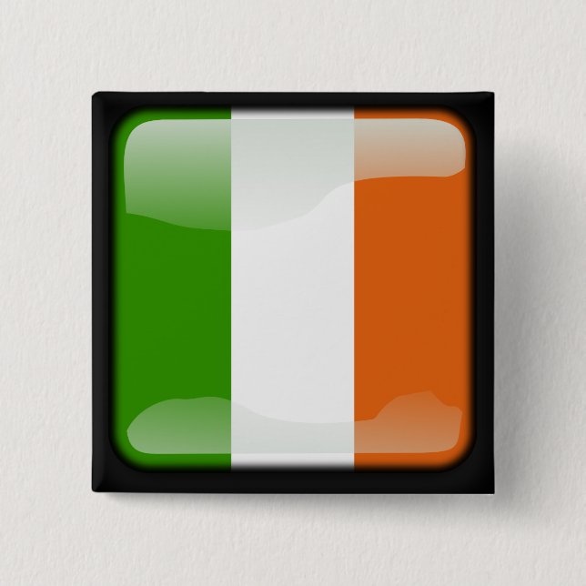 Ireland polished flag 2 inch square button (Front)