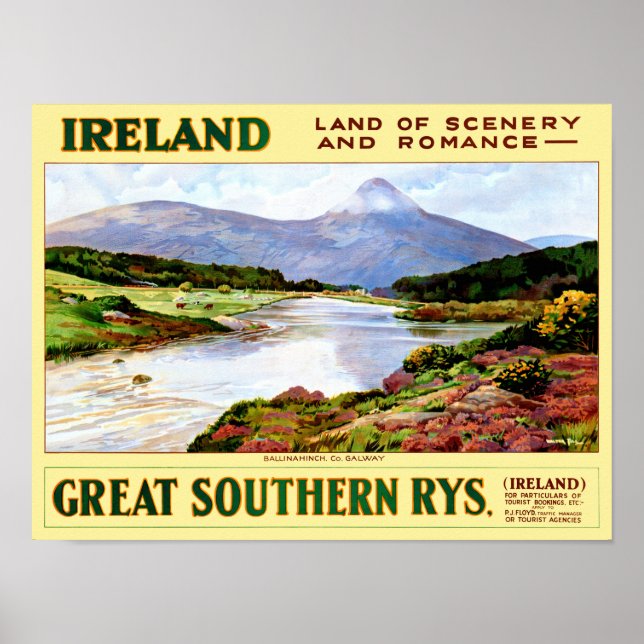 Ireland Restored Vintage Travel Poster (Front)