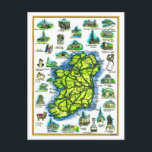 Ireland Retro Map Postcard<br><div class="desc">A very cool,  old vintage postcard map of Ireland repurposed on a new postcard.</div>