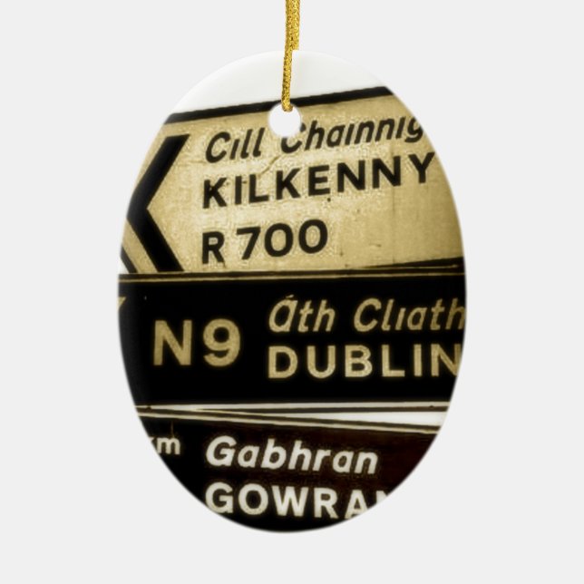 Ireland Roadside Signs Ceramic Ornament (Front)