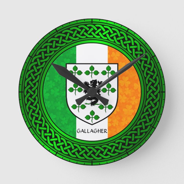 Ireland Shamrock Flag - Gallagher Round Clock (Front)