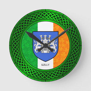 Ireland Shamrock Flag - Kelly Round Clock