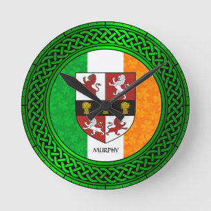Ireland Shamrock Flag - Murphy Round Clock