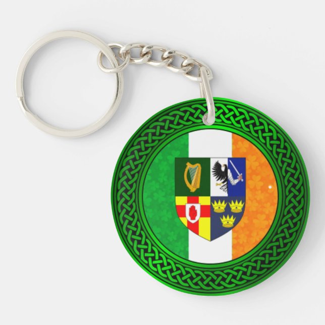Ireland Shamrock Flag Phone Ring Stand Keychain (Front)