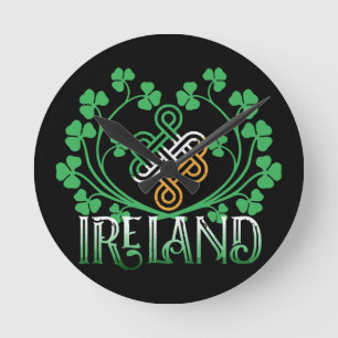 IRELAND SHAMROCK ROUND CLOCK
