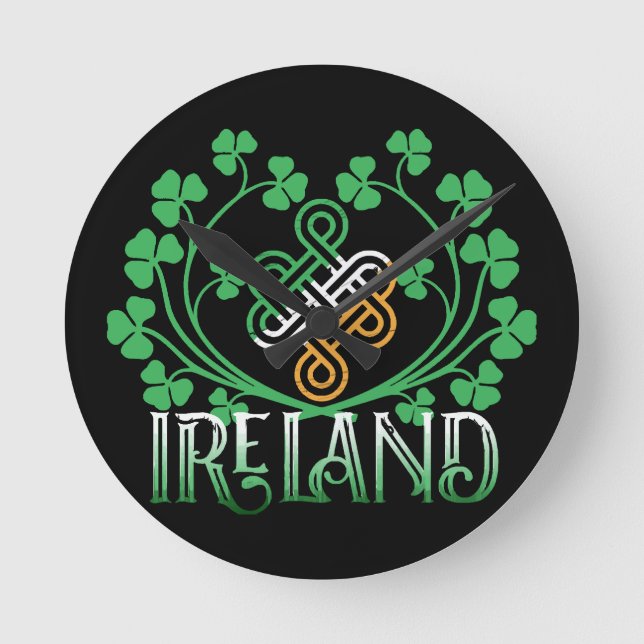 IRELAND SHAMROCK ROUND CLOCK (Front)