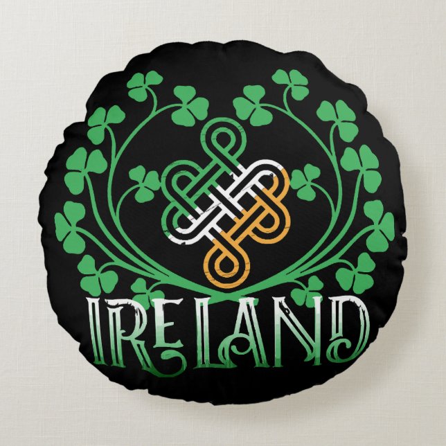 IRELAND SHAMROCK ROUND PILLOW (Front)