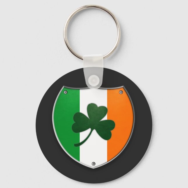 Ireland Shamrock Shield Keychain (Front)