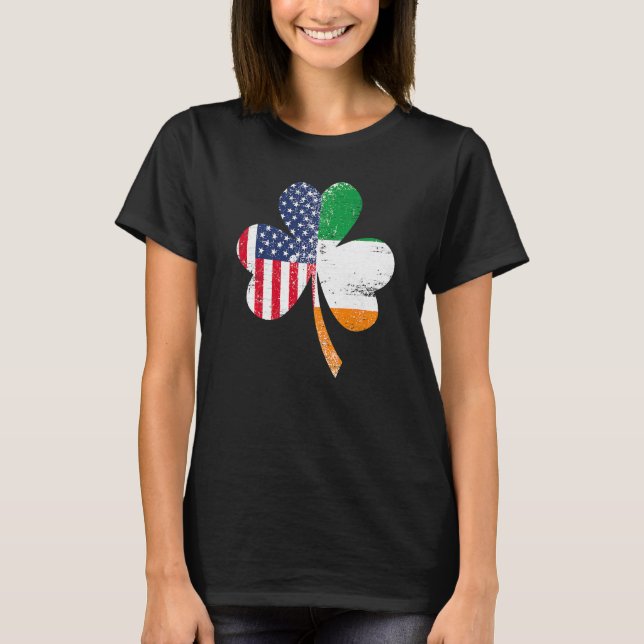 Ireland Shamrock St Patricks Day IRISH US FLAG Pre T-Shirt (Front)